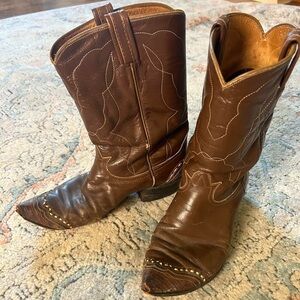 vintage tony lama brown cowboy boots